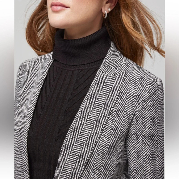 🌟HP 7/8🌟 WHBM - The Relaxed Blazer, Black w/Ecru Herringbone, Size 14 - Picture 9 of 10